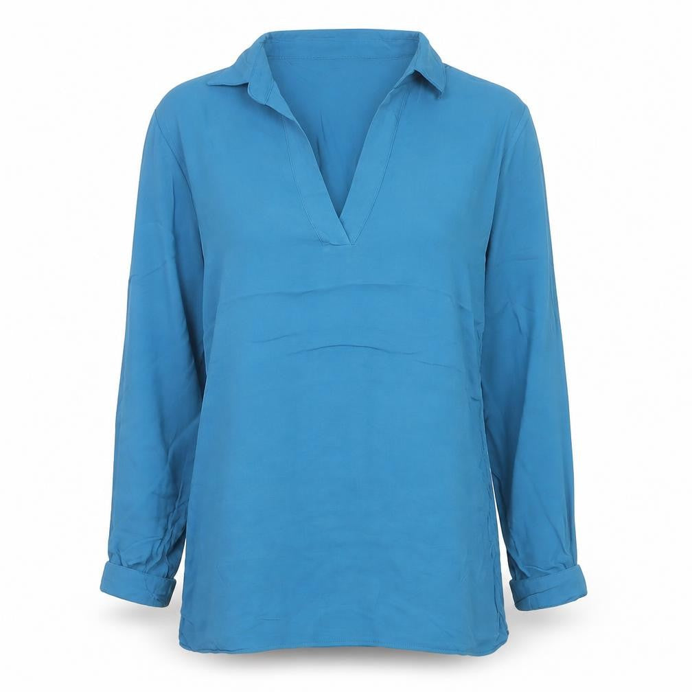 Massimo Dutti Women Blue Silk Tunic Blouse XS