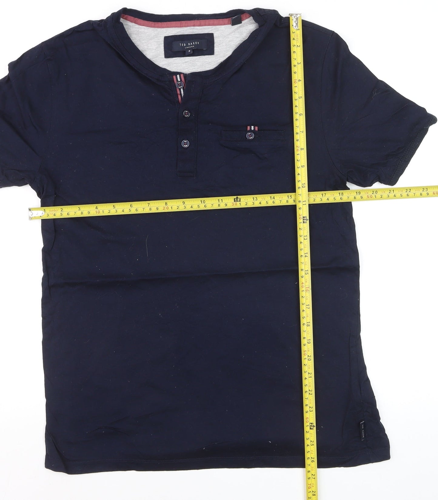 Ted Baker Men's Blue Short Sleeve Henley T-Shirt Size M