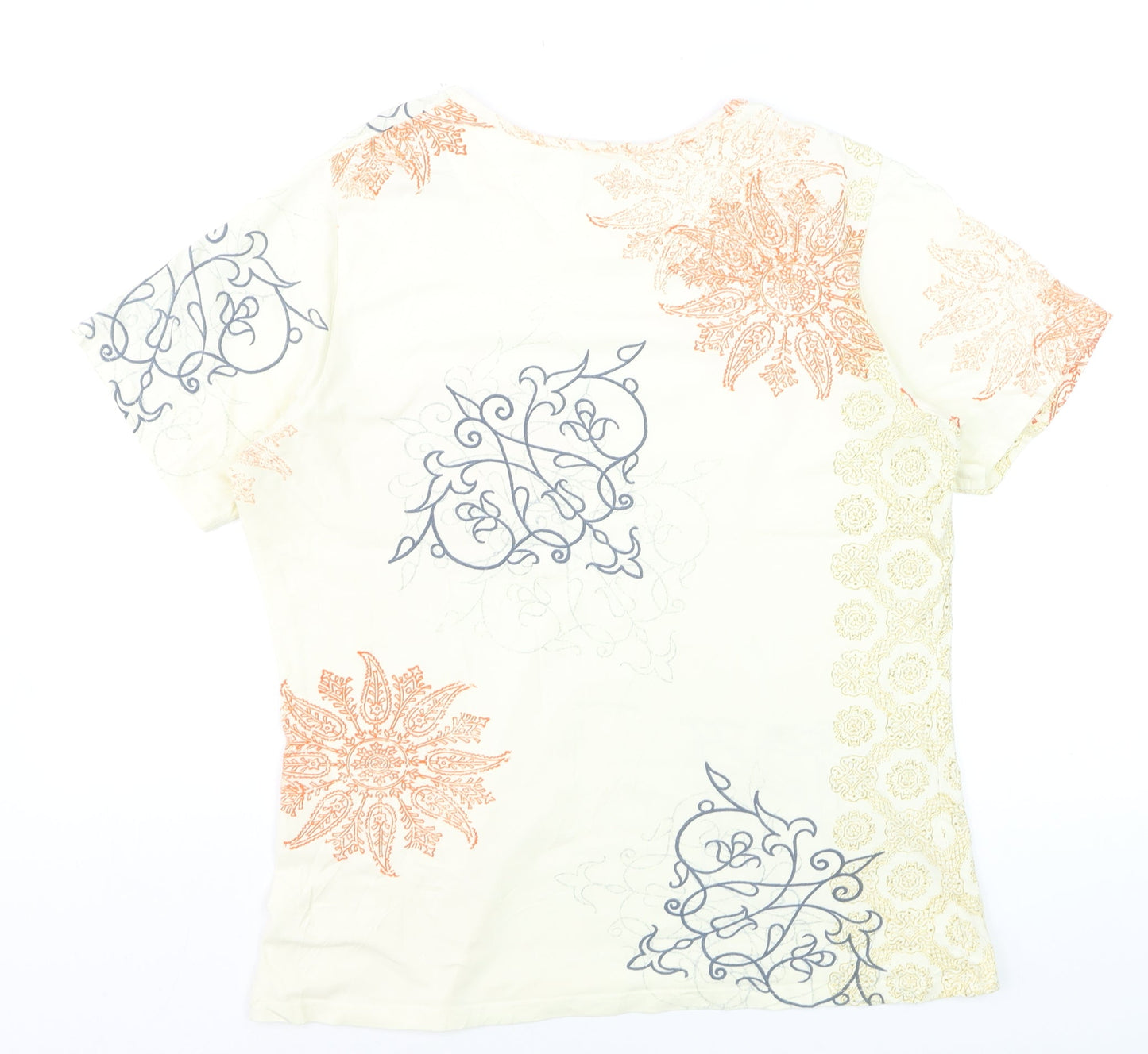 Jim Thompson Women's Beige Floral Cotton Stretch T-Shirt XL