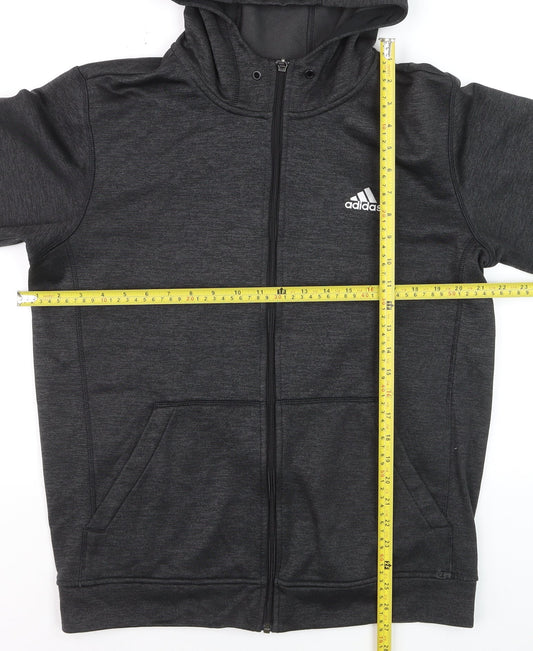 Adidas Men Black Climawarm Full Zip Hooded Activewear Jacket M