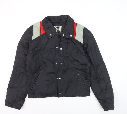 Ossi Men’s Black Ski Puffer Jacket M Nylon Insulated Retro 80s Style