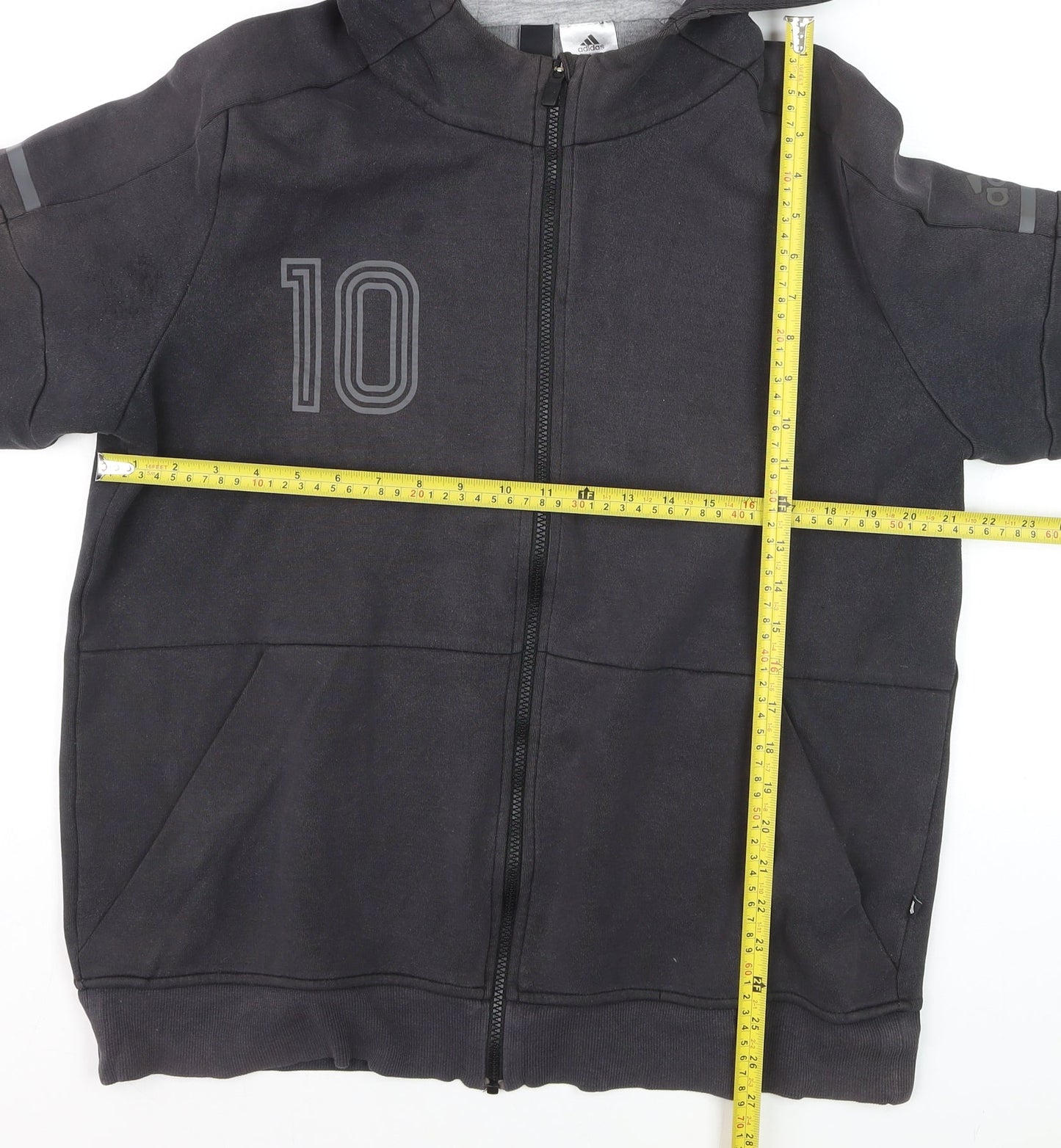 Adidas Men Black 2XL Full Zip Hoodie with Logo and Number 10
