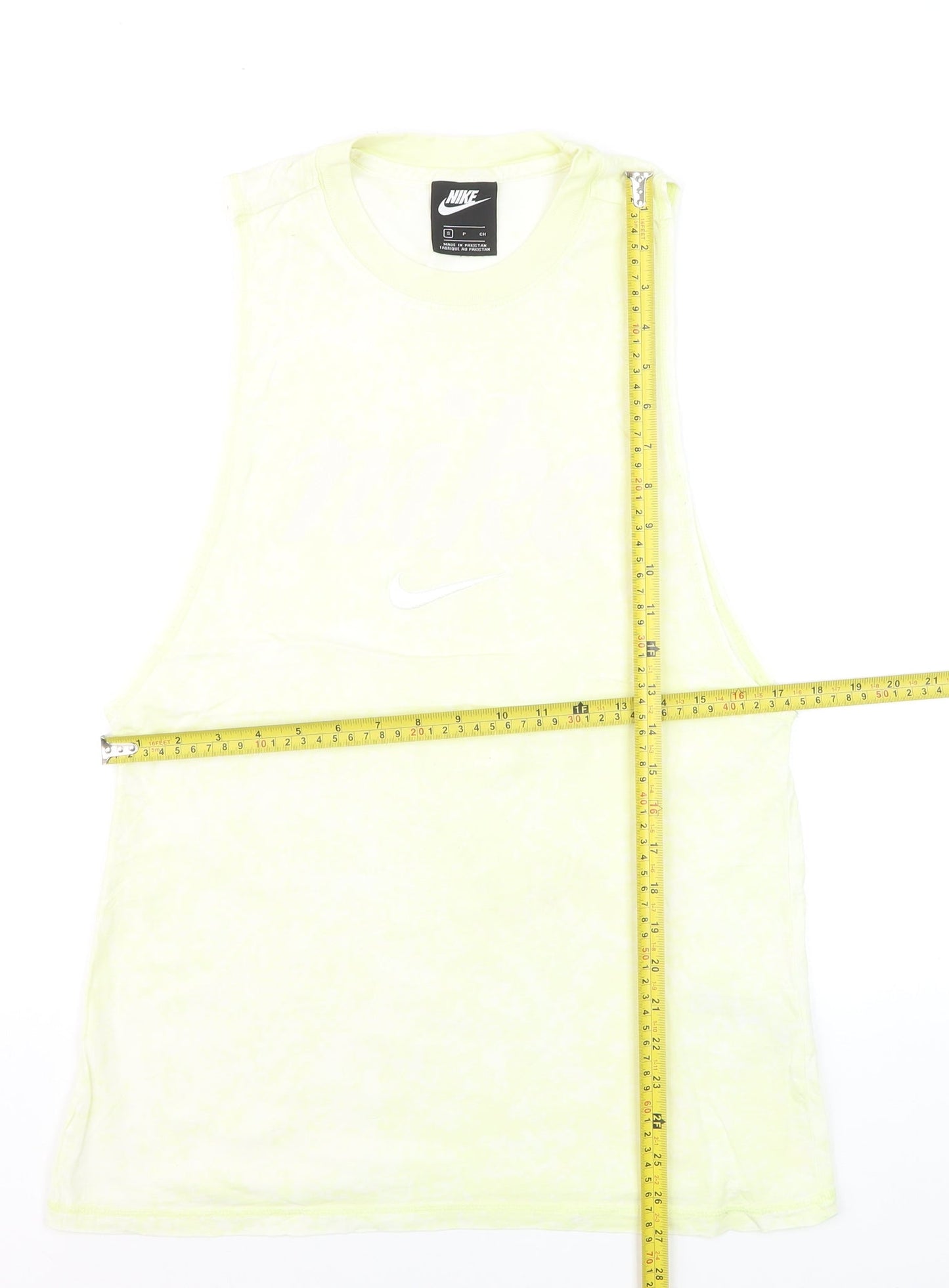 Nike Men Yellow Sleeveless Tank Top Small 100% Cotton Athletic Gymwear