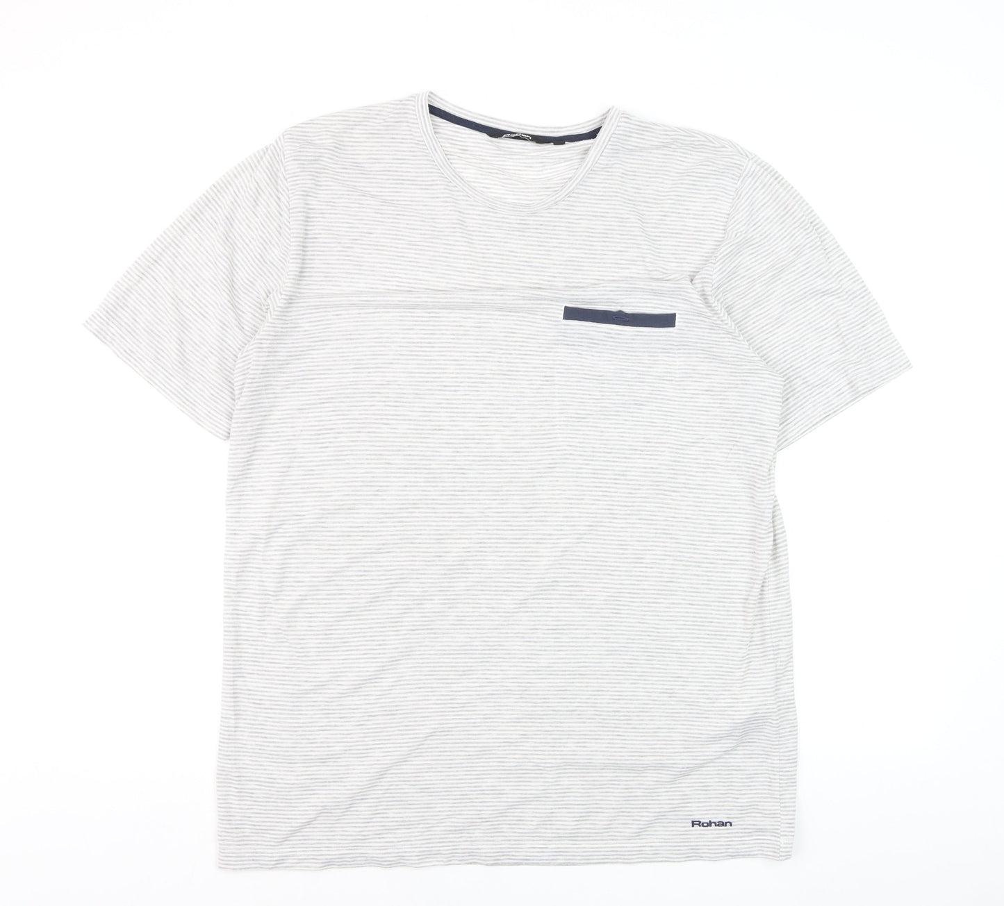 Rohan Men's Grey Striped Crew Neck Short Sleeve T-Shirt Size M