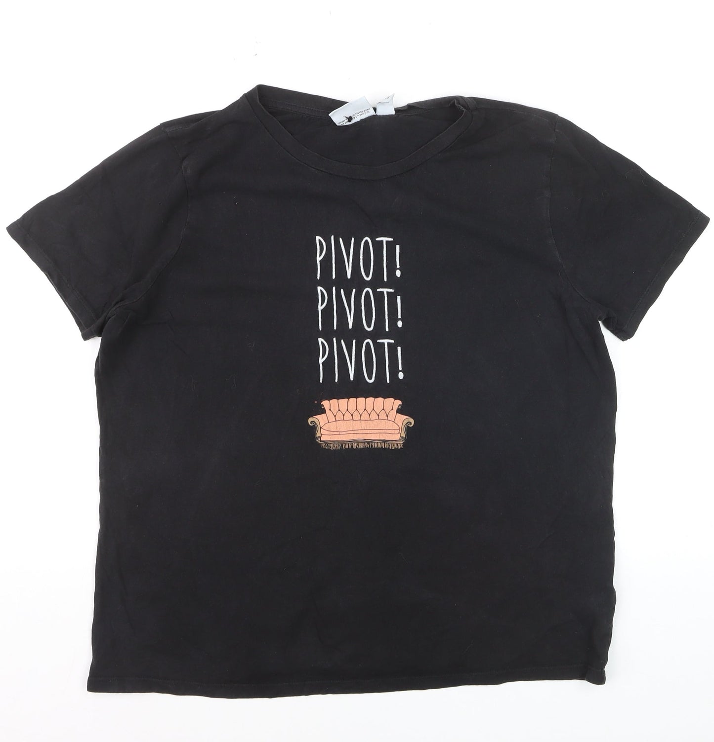 Primark Womens Black Friends Pivot Graphic Cotton T-Shirt Medium