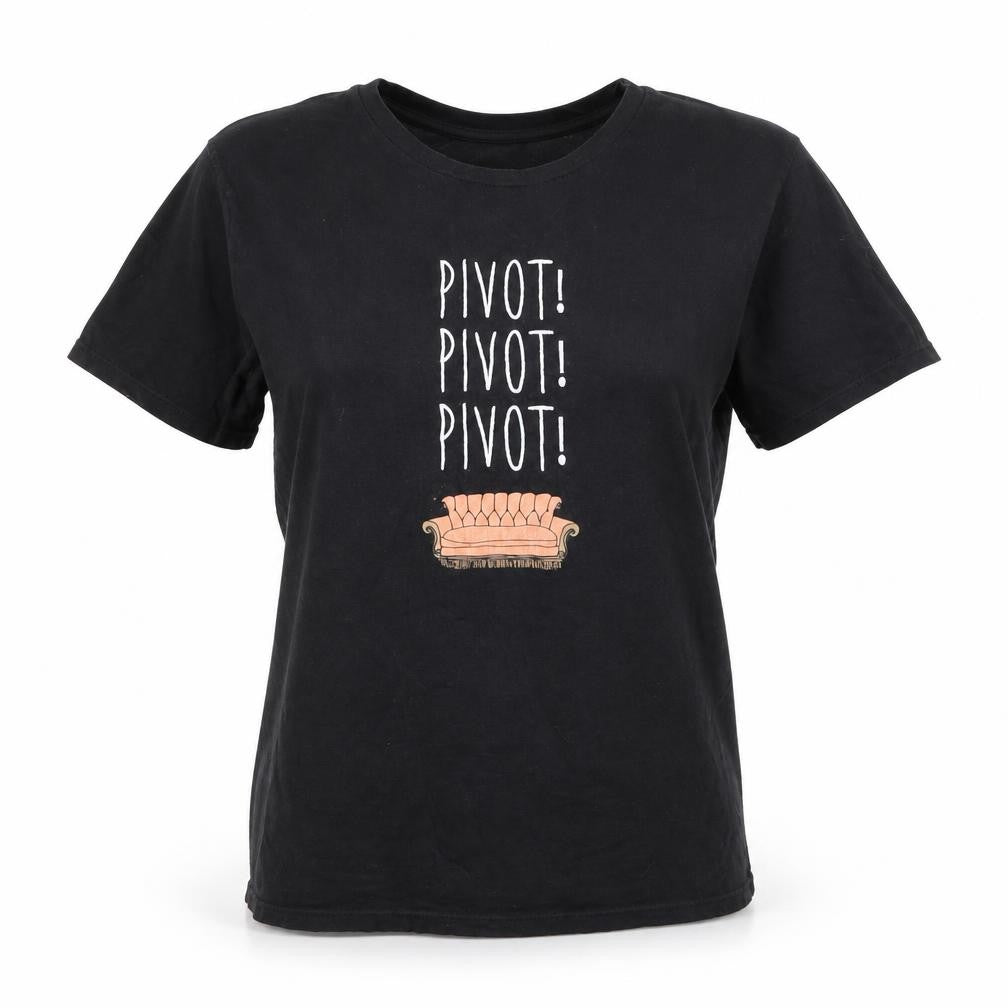 Primark Womens Black Friends Pivot Graphic Cotton T-Shirt Medium