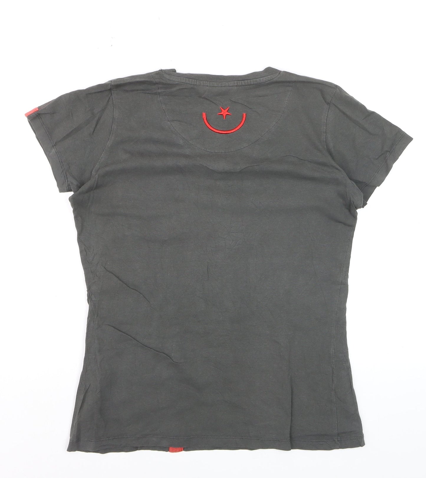 Wagamama Women's Grey V-Neck Cotton T-Shirt Size S Casual Top