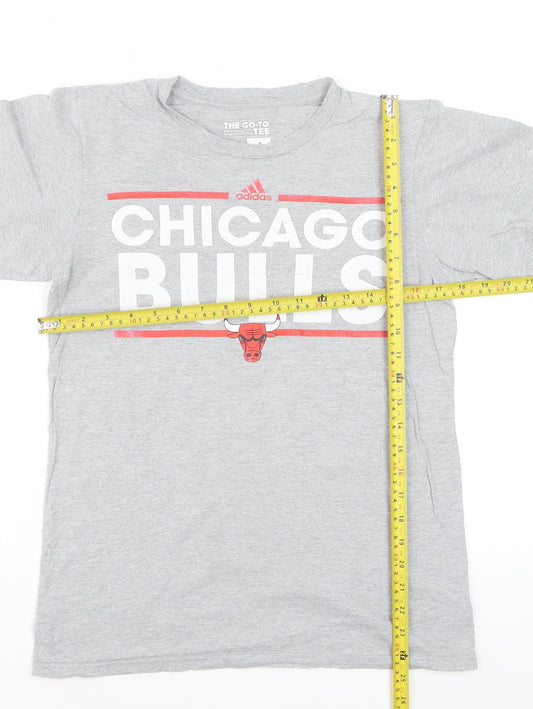adidas Mens Grey Chicago Bulls Short Sleeve Graphic T-Shirt S