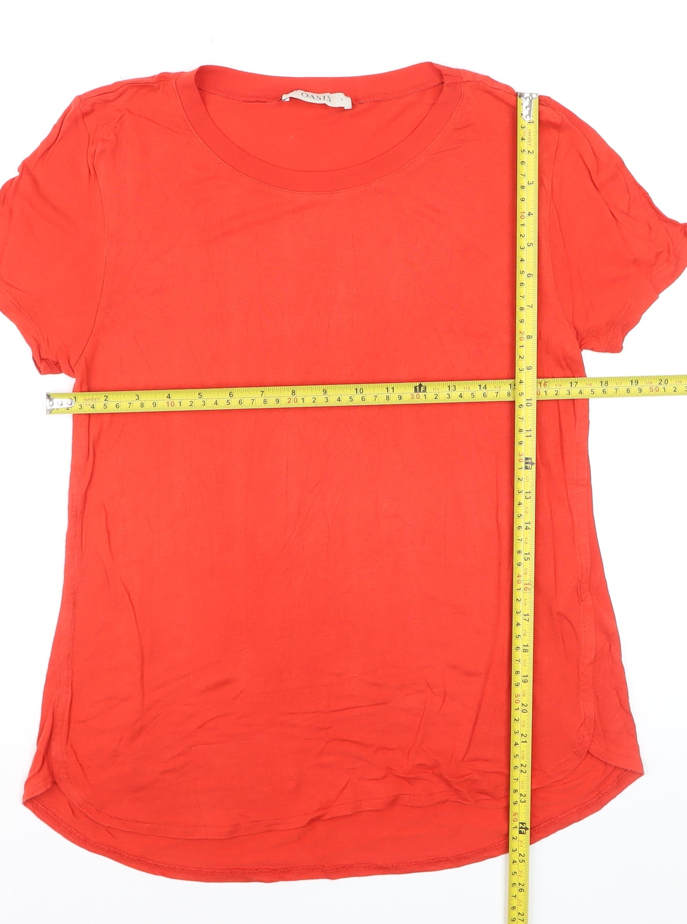 Oasis Women’s Red Short Sleeve Basic Viscose T-Shirt Size S