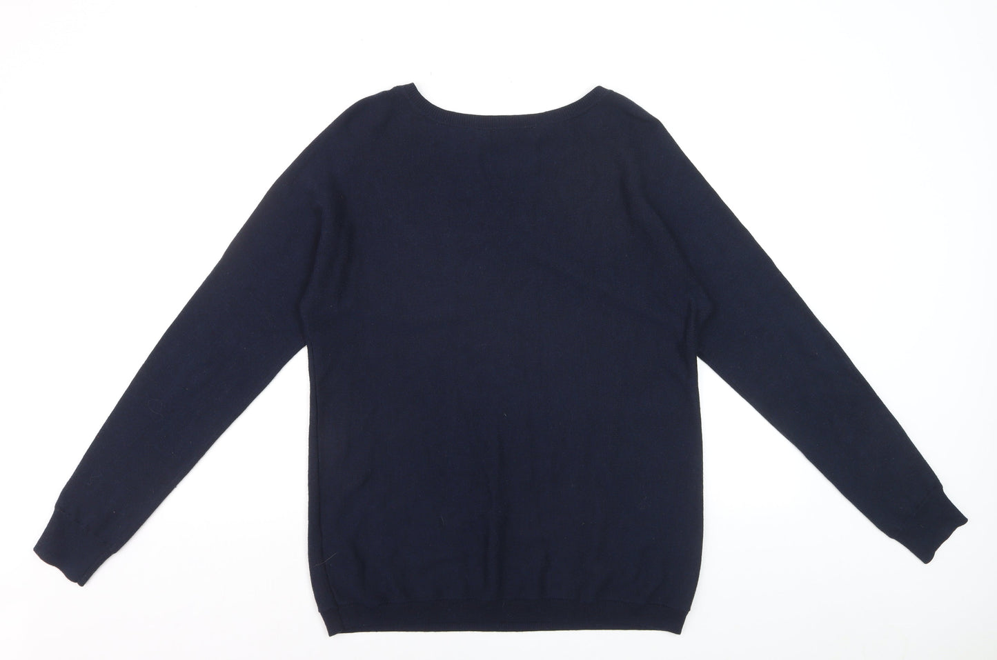 The White Company Women Blue Size 14 Crew Neck Wool Blend Jumper