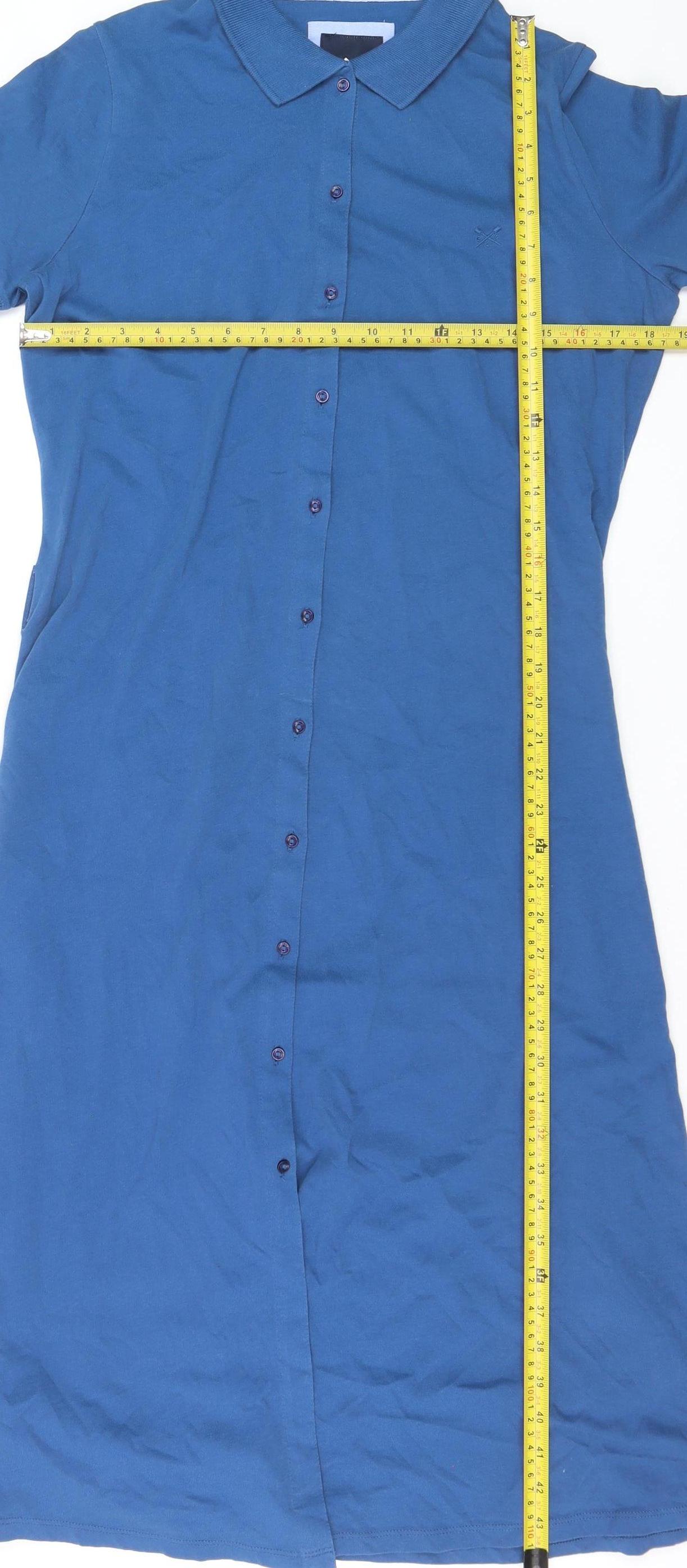 Crew Clothing Company Women's Blue Cotton Shirt Dress Size 12