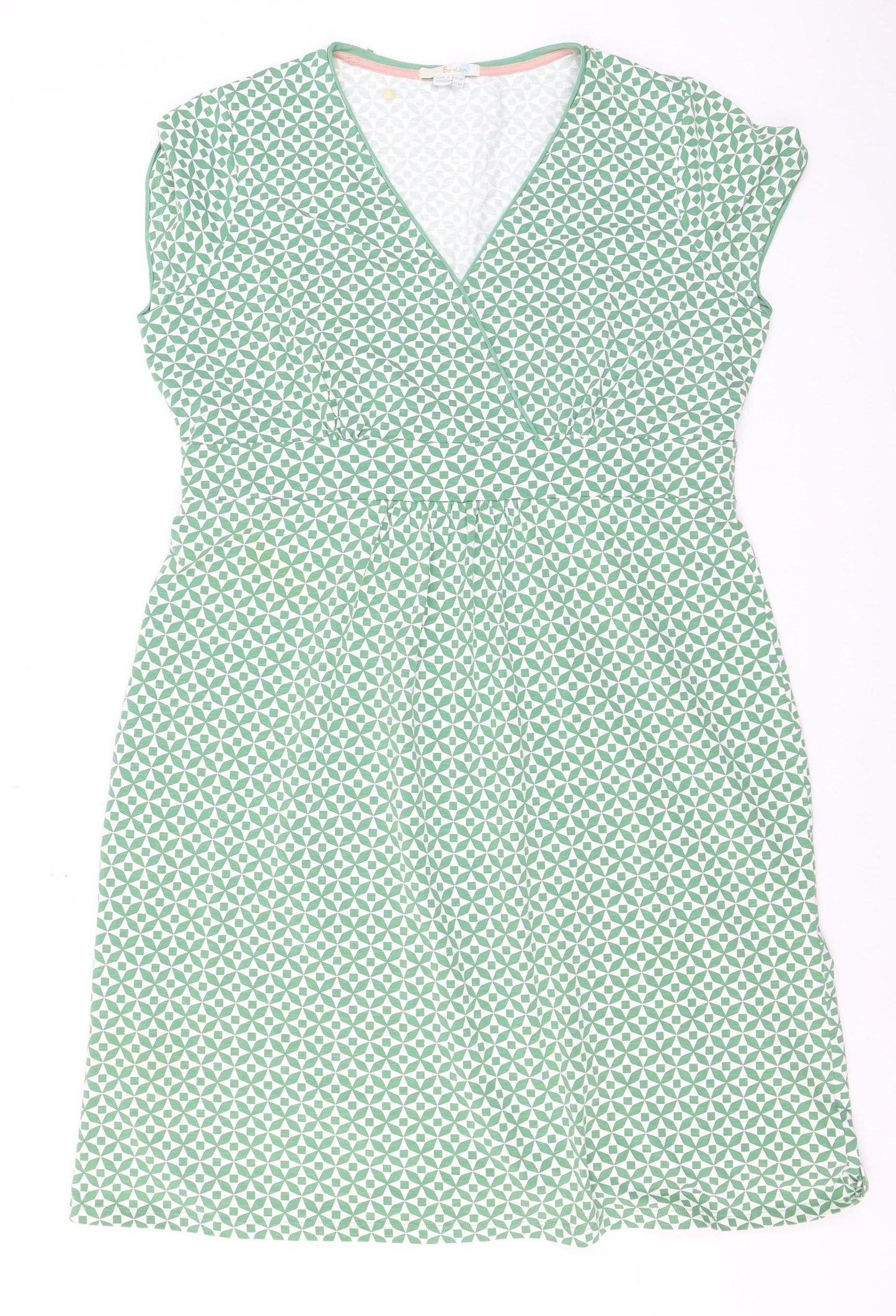 Boden Women Green Geometric Jersey Wrap Dress Size 18
