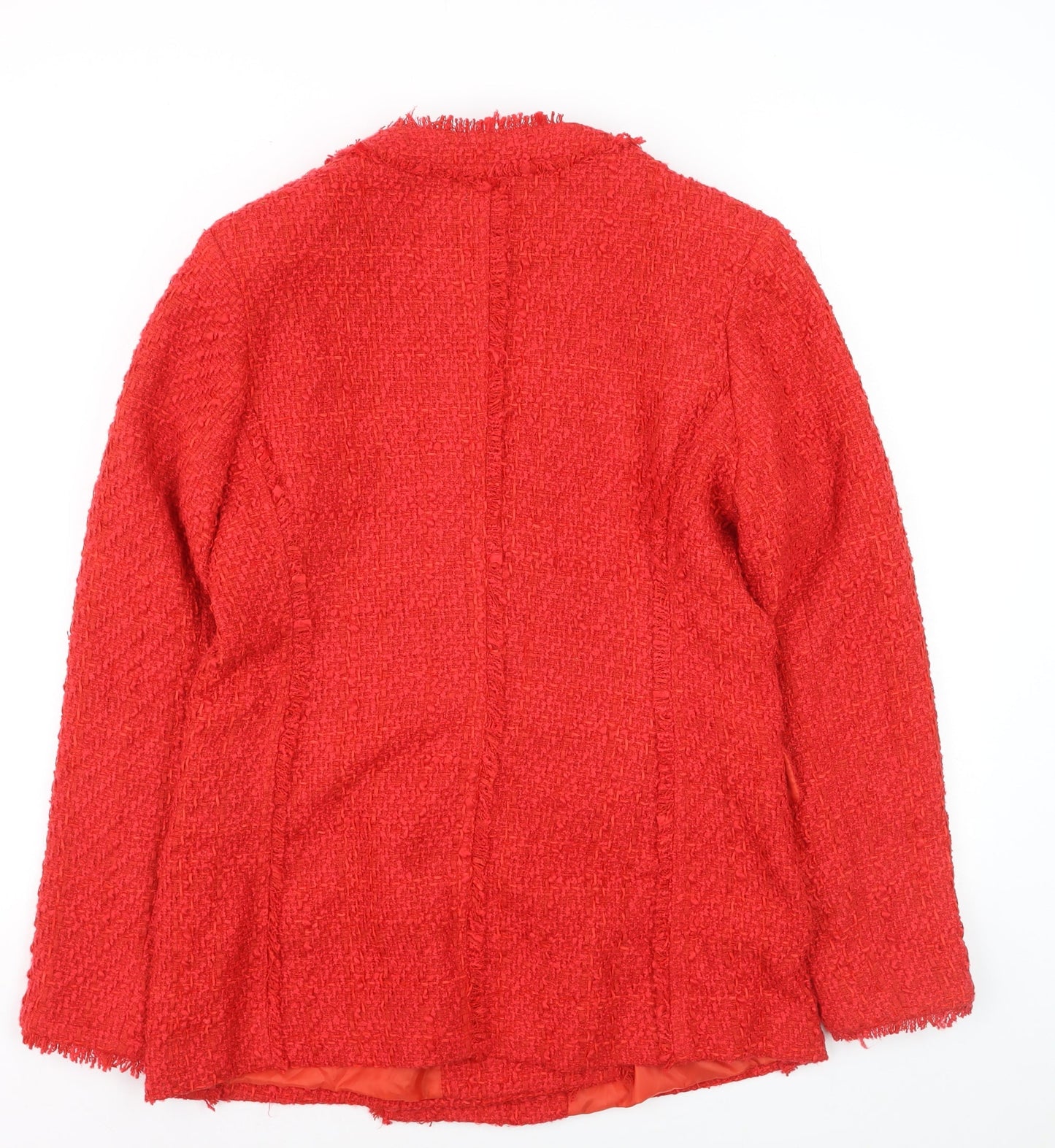 Very Women Red Double-Breasted Bouclé Blazer Size 14 Classic Fit