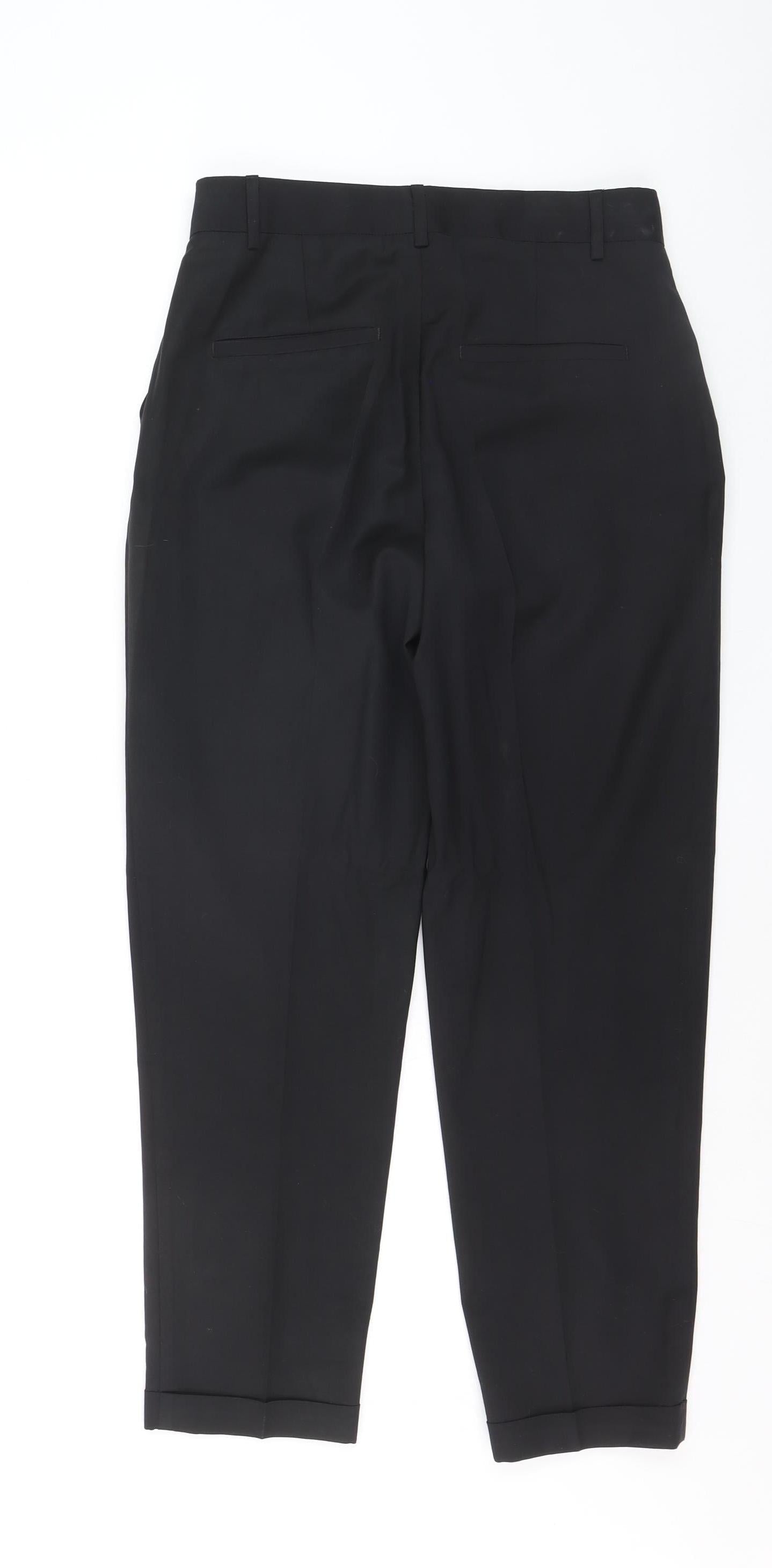 FIVEUNITS Women's Black Slim Fit Wool Blend Tapered Trousers Size 31