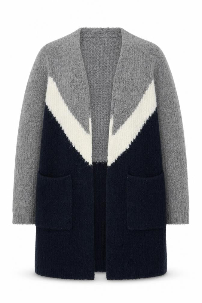 Marks & Spencer Womens Grey Navy Colour Block Cardigan Small Knit