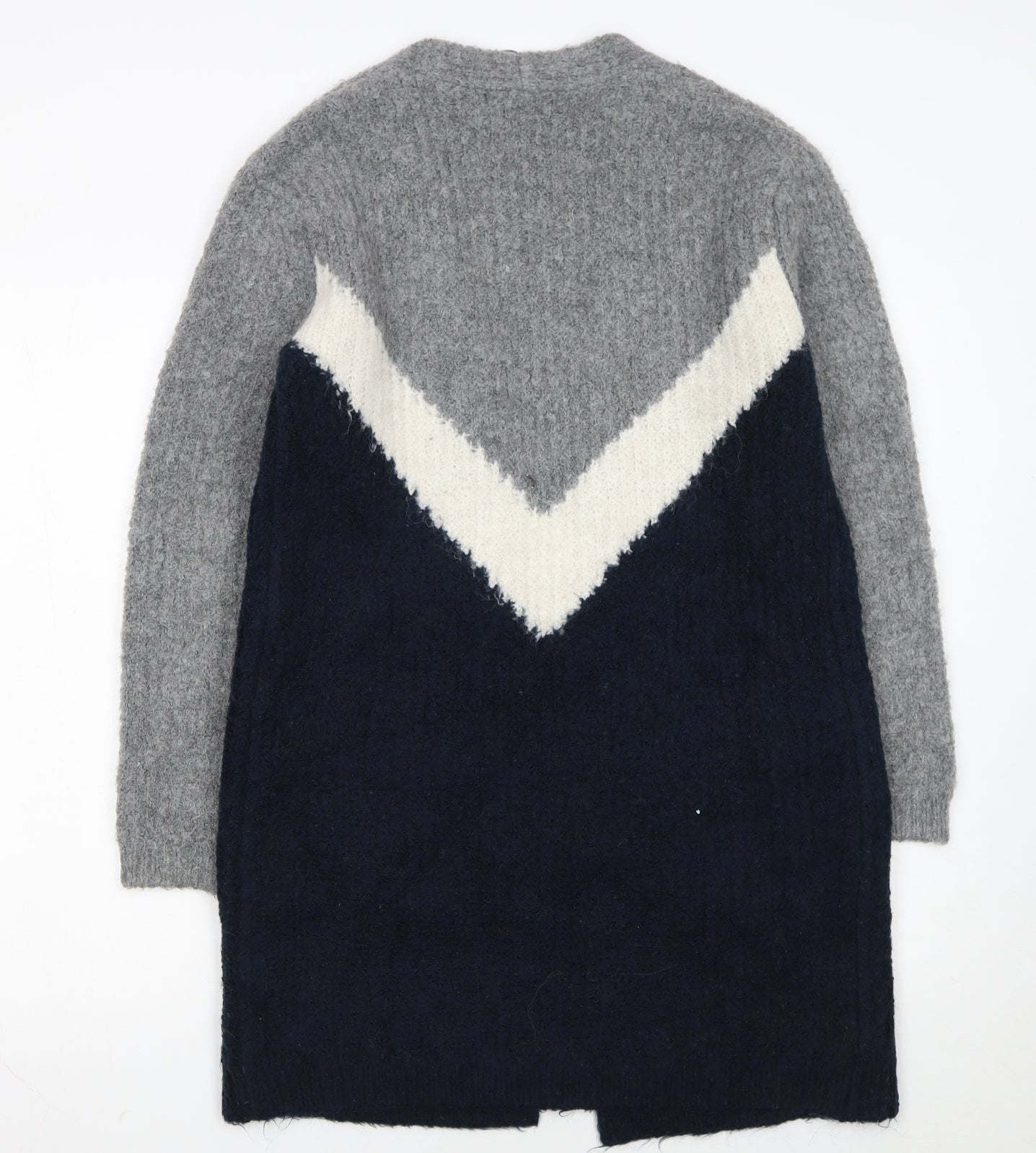 Marks and Spencer Womens Grey Navy Colour Block Cardigan Small Knit
