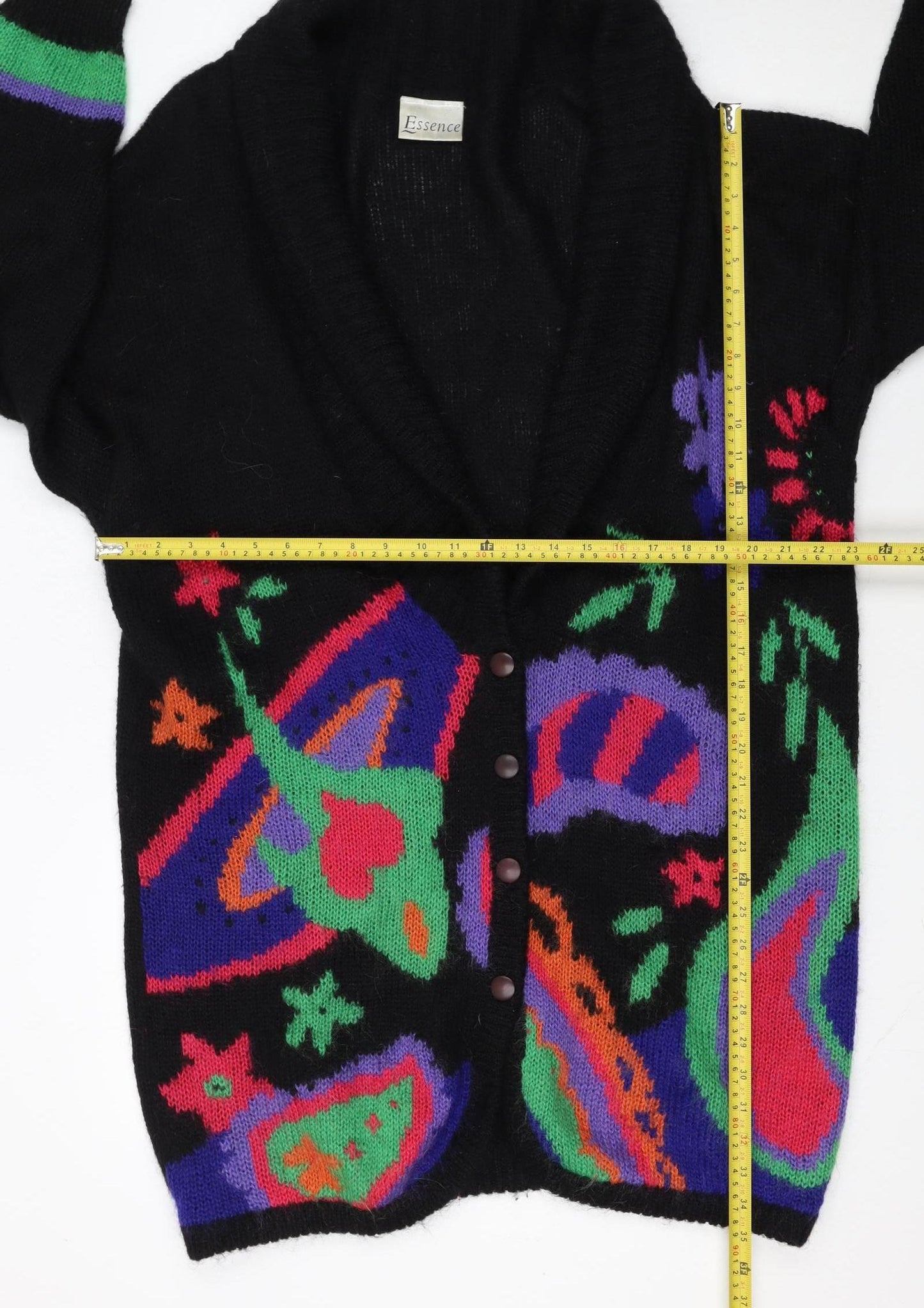Essence Women's Multicoloured Mohair Knit 80s Retro Cardigan Size 26