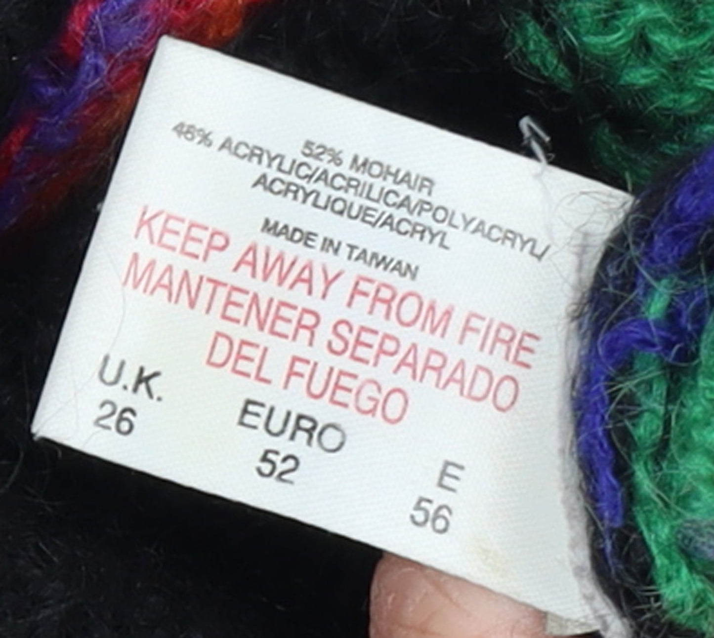 Essence Women's Multicoloured Mohair Knit 80s Retro Cardigan Size 26