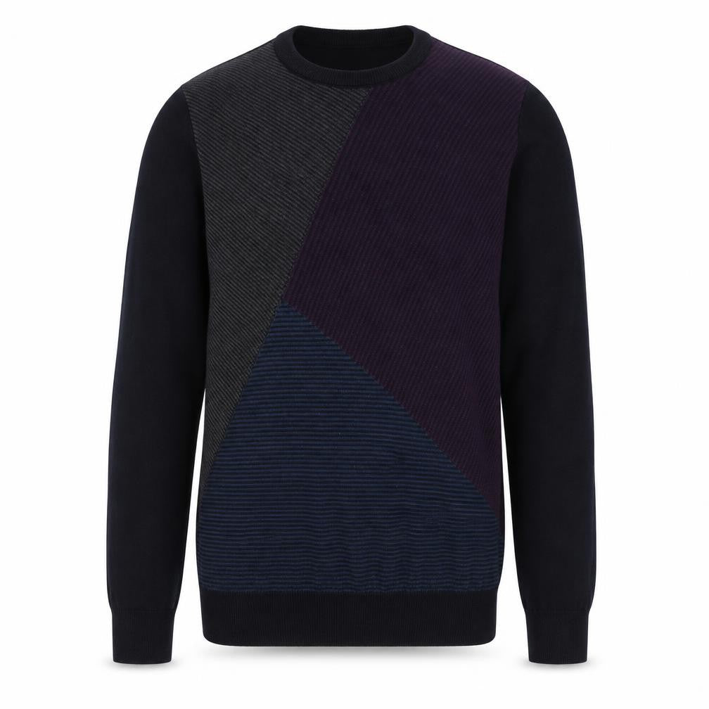 Marks & Spencer Men's Multicoloured Geometric Crew Neck Jumper S Slim Fit