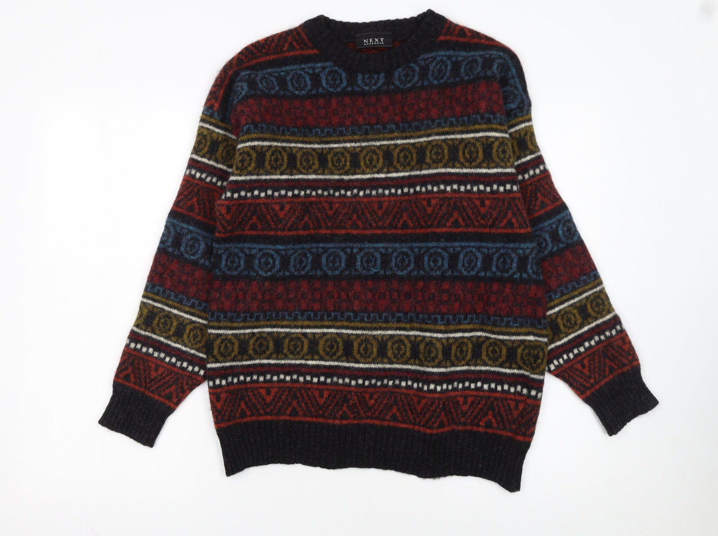 Next Mens Multicoloured Fair Isle Wool Jumper Size M
