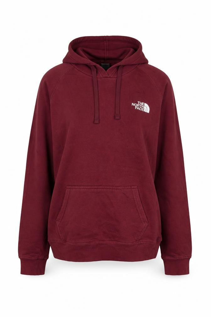 The North Face Womens Red Pullover Hoodie L Cotton Blend Logo Sweatshirt