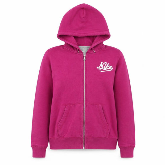 Nike Womens Pink Full Zip Hoodie M Cotton Blend Casual