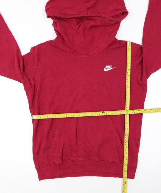 Nike Women Red Pullover Hoodie Medium Cotton Blend Casual