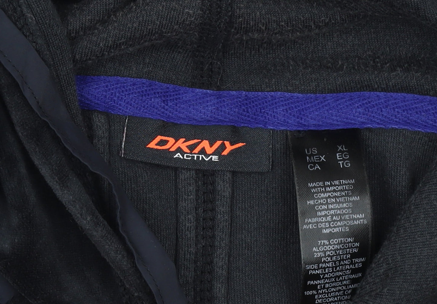 DKNY Active Women Black Full Zip Hoodie XL Fleece Zip Front Casual