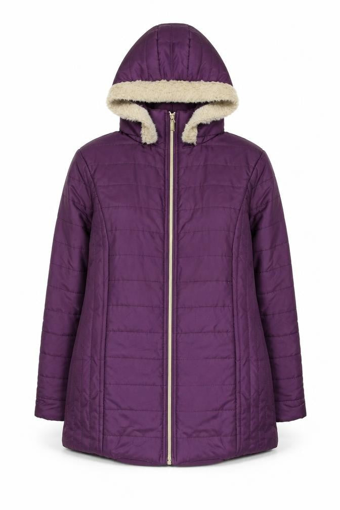 Nathalie Andersen Womens Purple Hooded Puffer Coat Size M