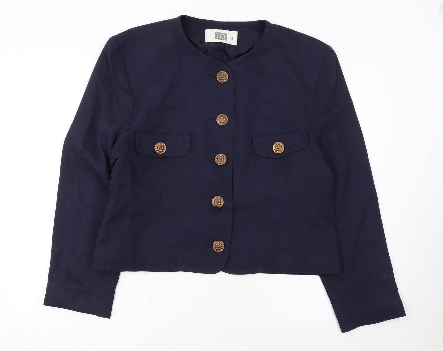 I.Q. Women's Navy Blue Suit Jacket Size 18 Classic Long Sleeve