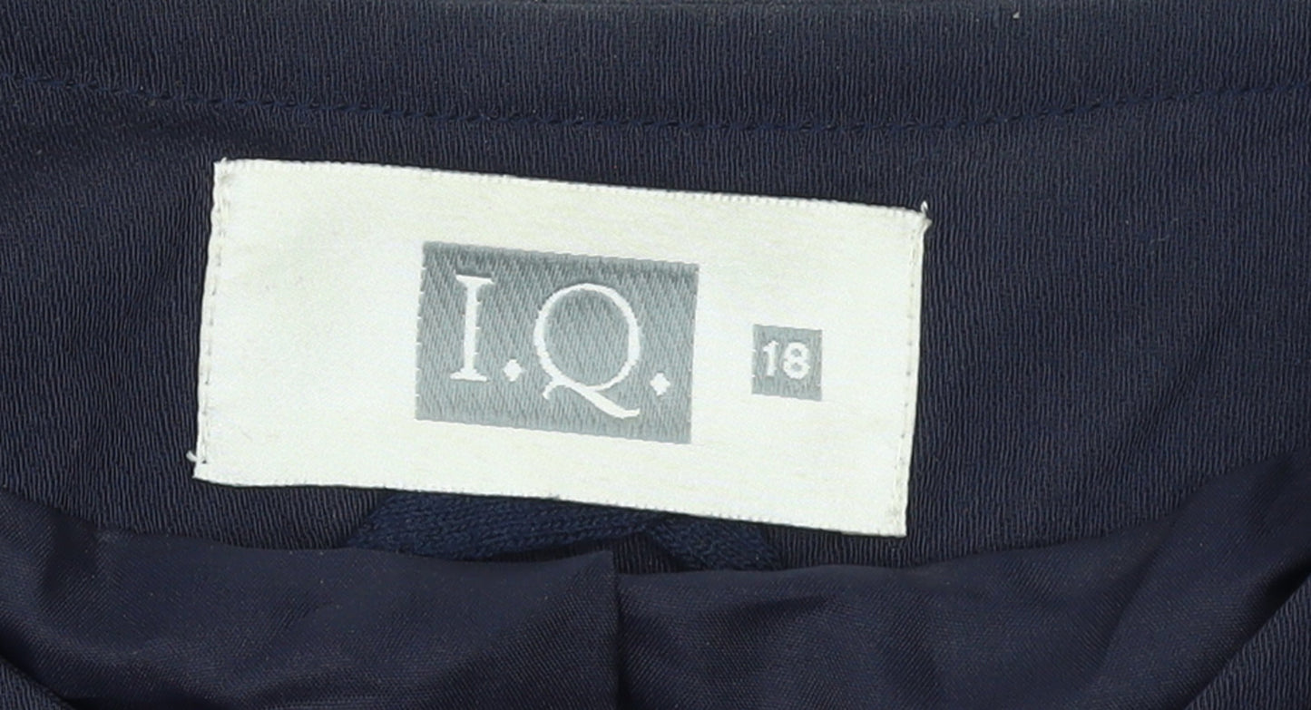 I.Q. Women's Navy Blue Suit Jacket Size 18 Classic Long Sleeve