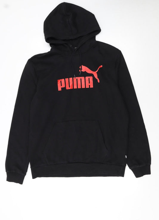 Puma Men's Black Pullover Hoodie Large Logo Sweatshirt
