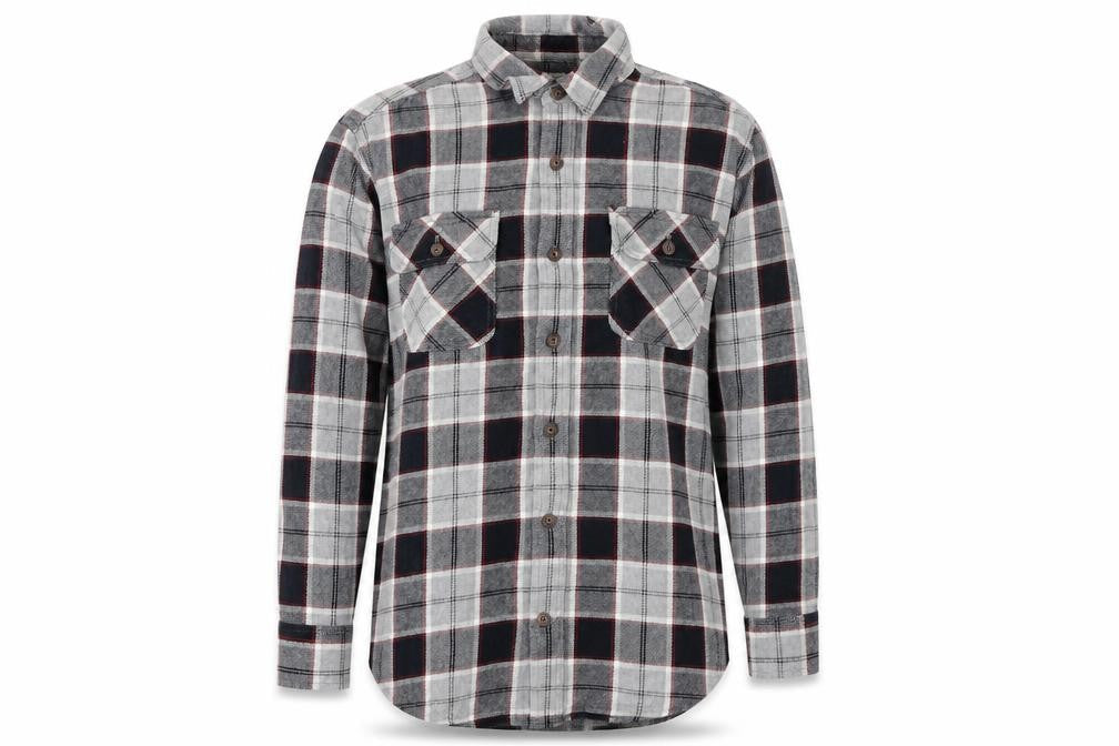 Duluth Trading Co Men's Grey Check Flannel Button-Up Shirt M Regular Fit
