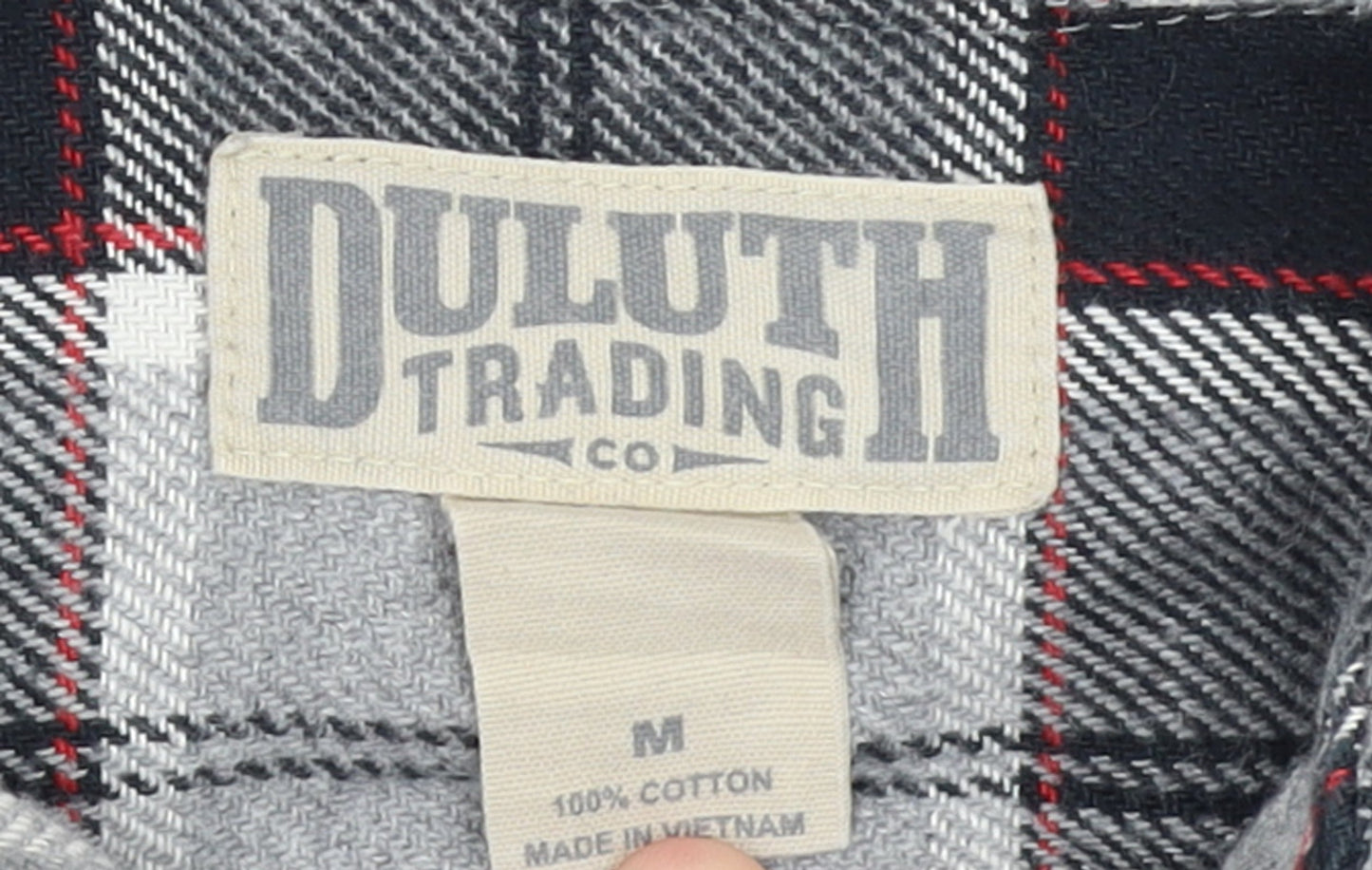 Duluth Trading Co Men's Grey Check Flannel Button-Up Shirt M Regular Fit