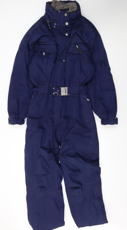 Killy Women's Blue Ski Jacket One Piece Size 12 Winter Insulated Belted