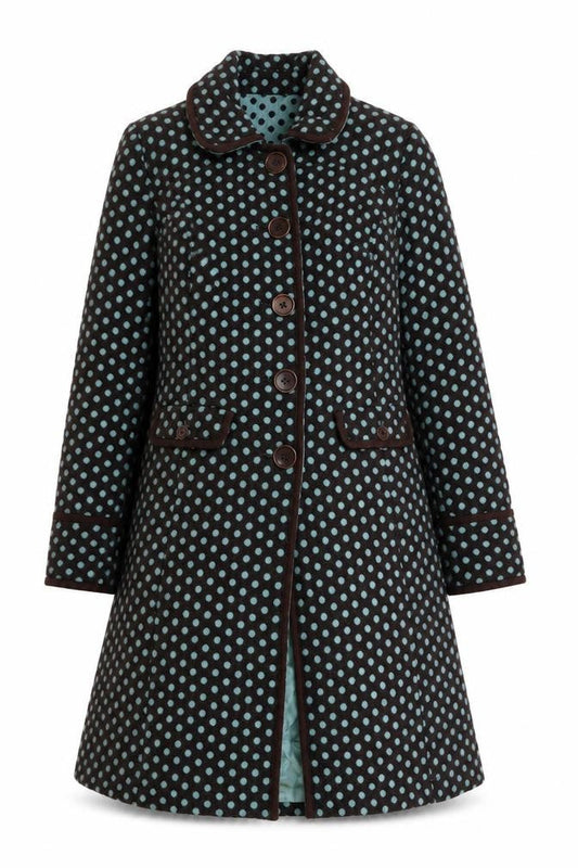 Boden Women’s Brown Polka Dot Wool Blend Mid-Length Coat Size 10