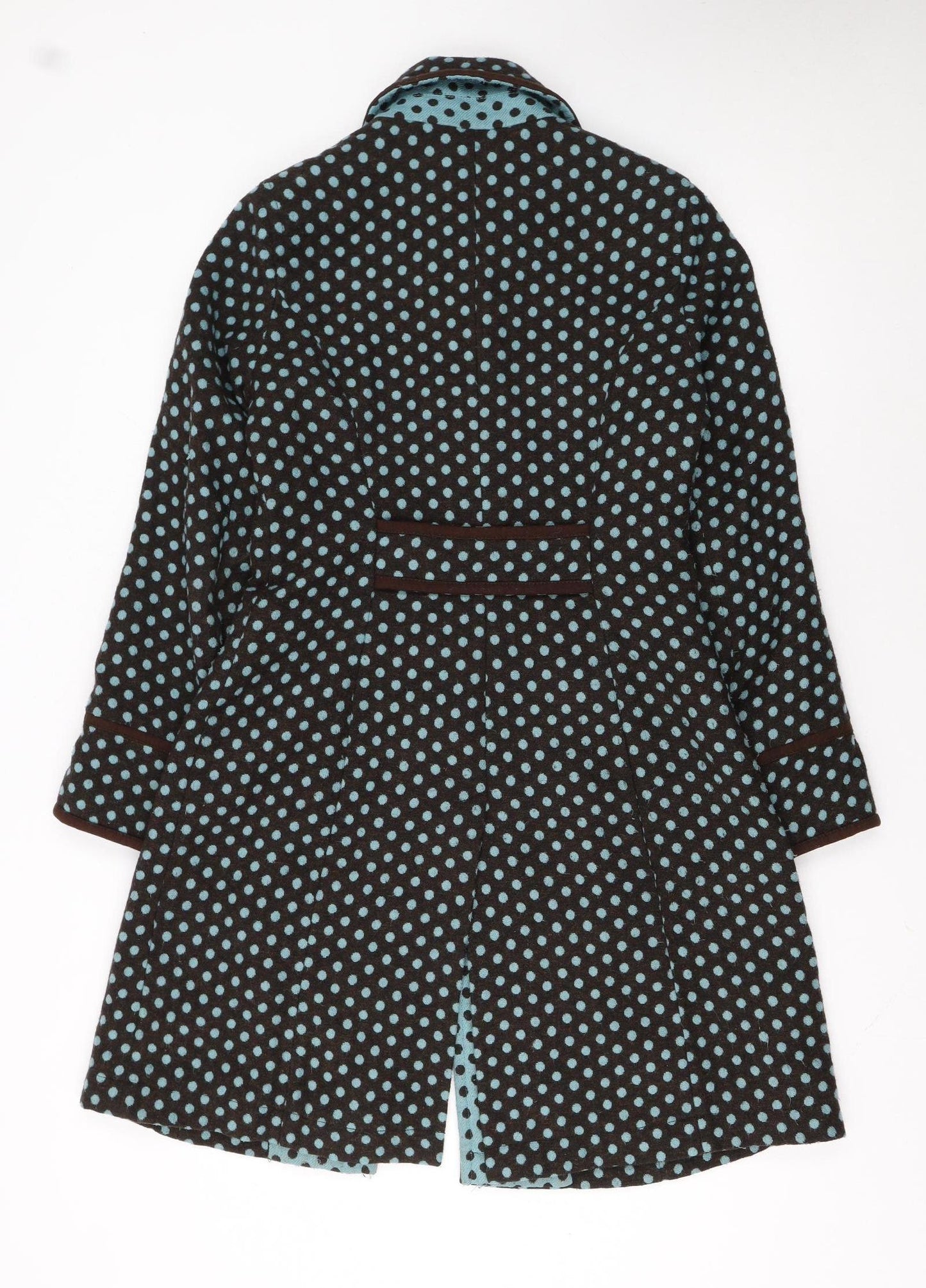 Boden Women’s Brown Polka Dot Wool Blend Mid-Length Coat Size 10