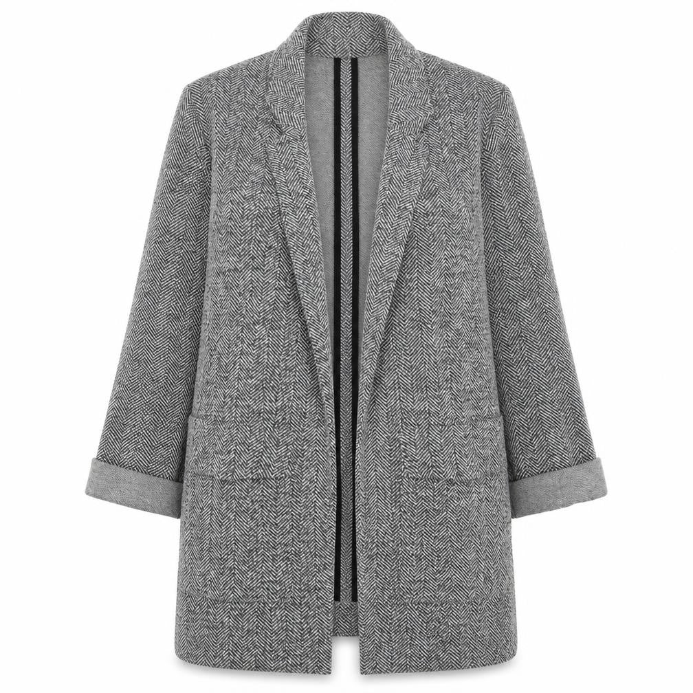 Topshop Maternity Grey Herringbone Longline Blazer Jacket UK 10