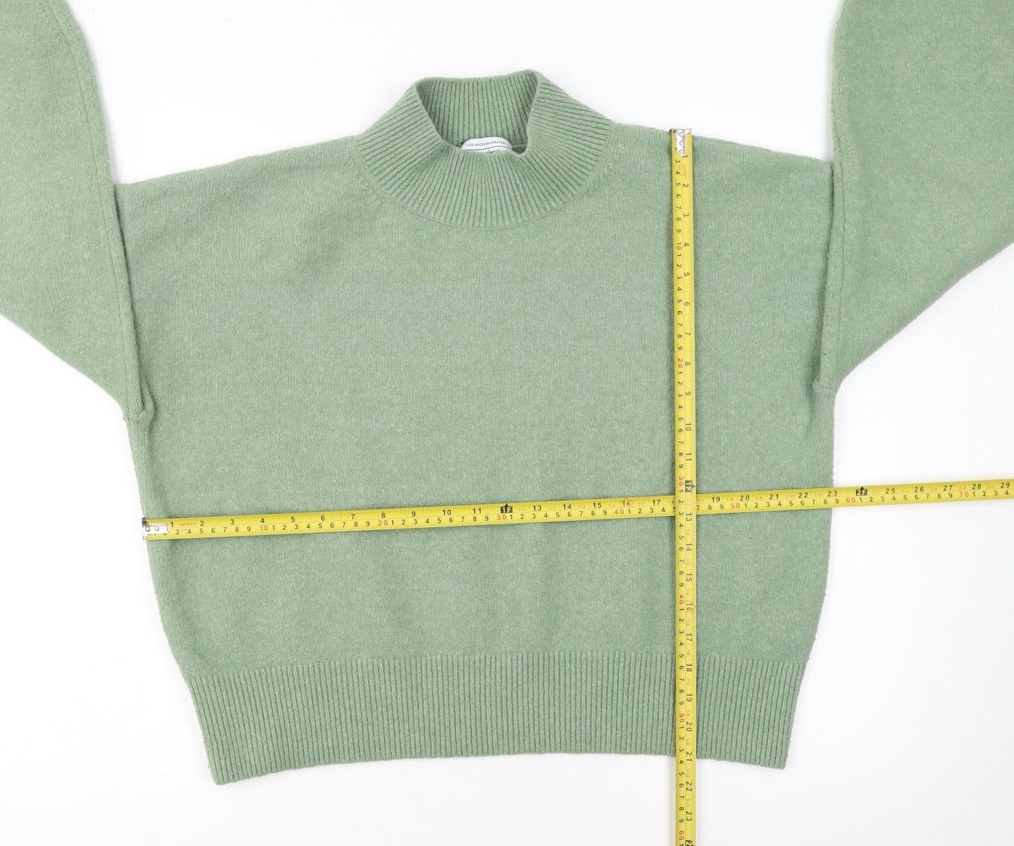 & Other Stories Womens Green Mock Neck Wool Blend Jumper M