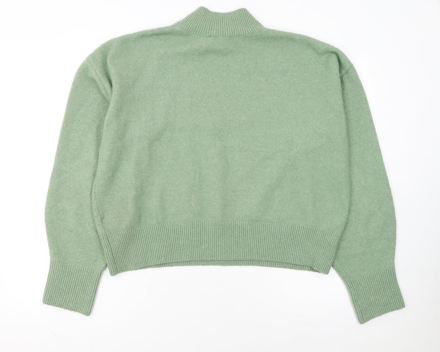 & Other Stories Womens Green Mock Neck Wool Blend Jumper M