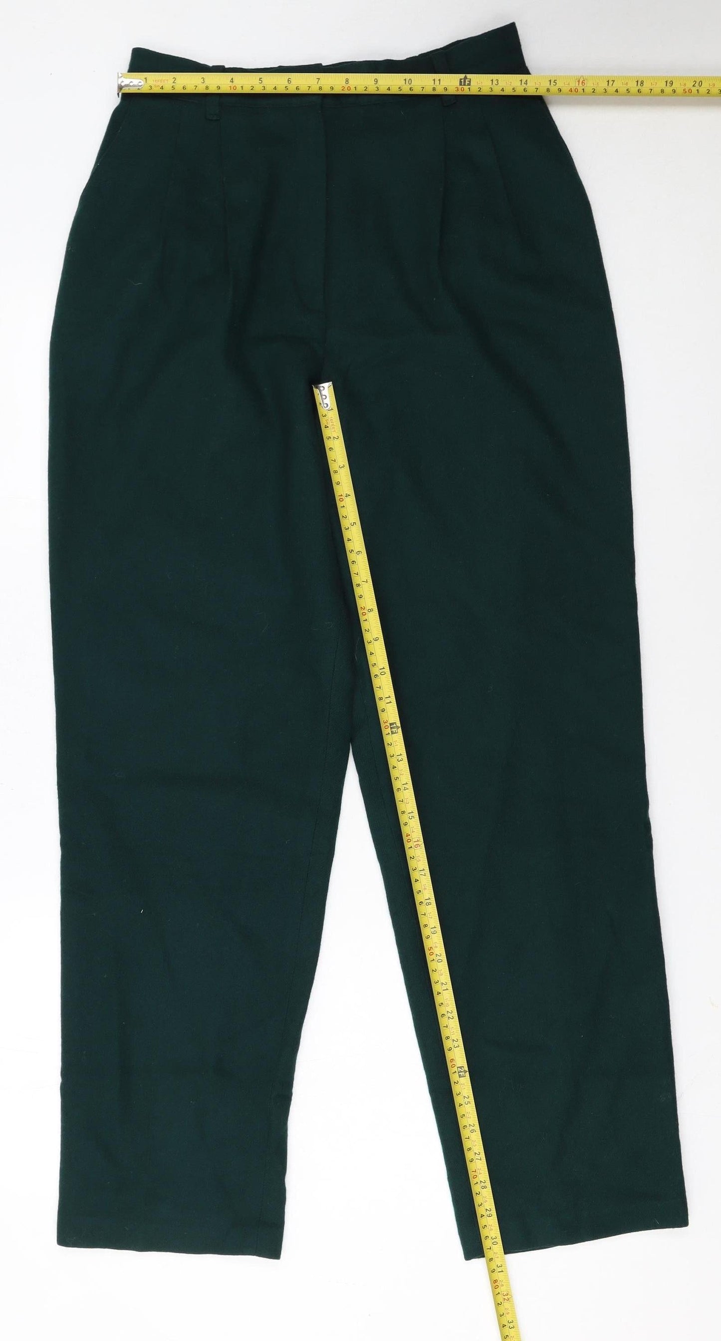 Sag Harbor Womens Green Wool High Waist Pleated Dress Pants Size 10