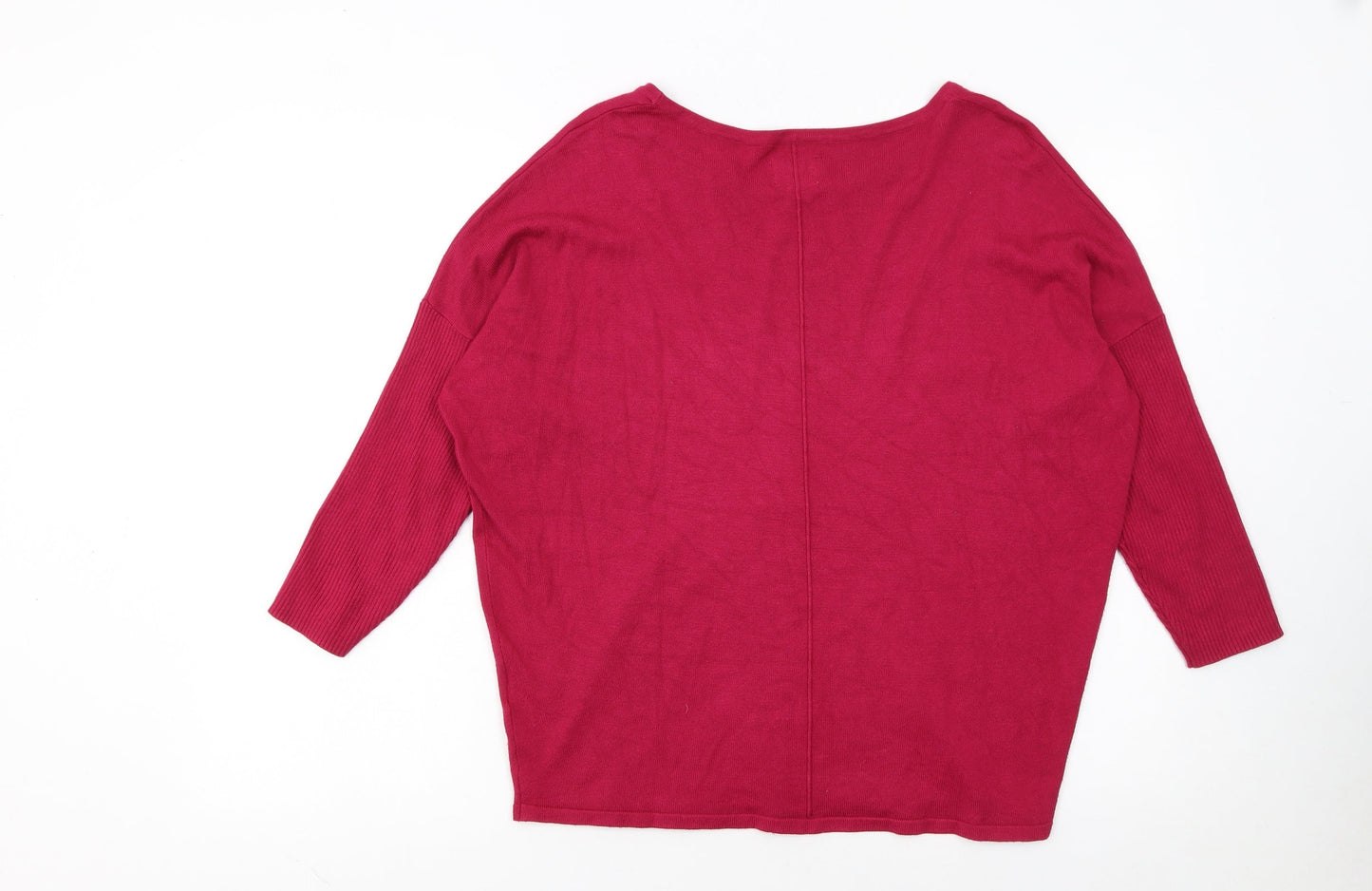 Saint Tropez Women’s Red Boat Neck 3/4 Sleeve Knit Jumper M