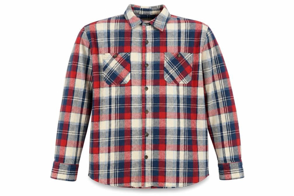 Schmidt Men's Multicoloured Plaid Flannel Button-Up Shirt XL Tall