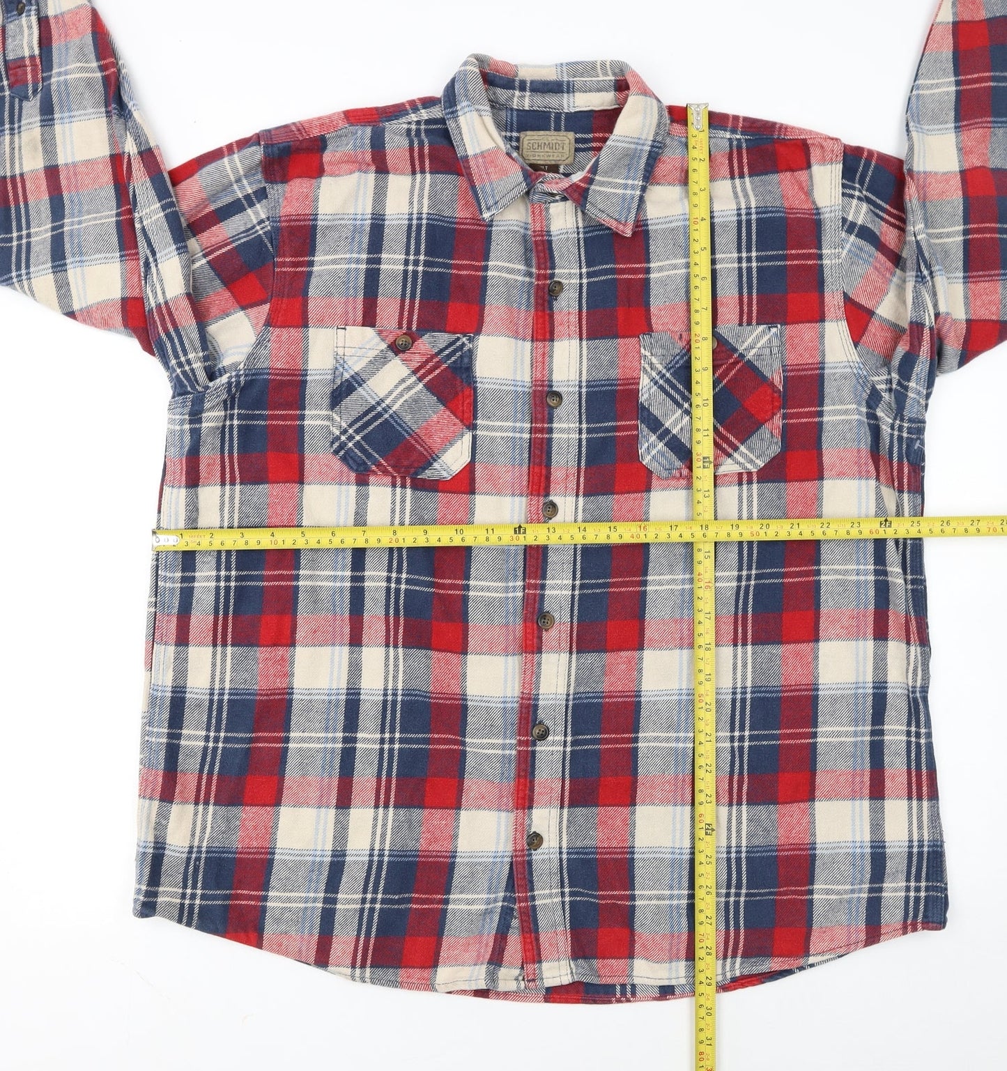 Schmidt Men's Multicoloured Plaid Flannel Button-Up Shirt XL Tall