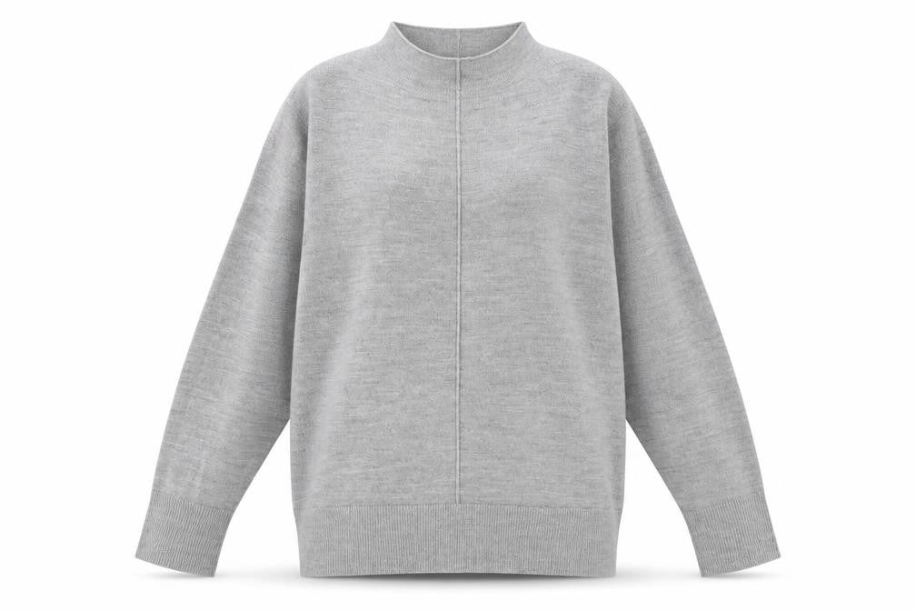 Marks & Spencer Women's Grey Mock Neck Knit Jumper Size M