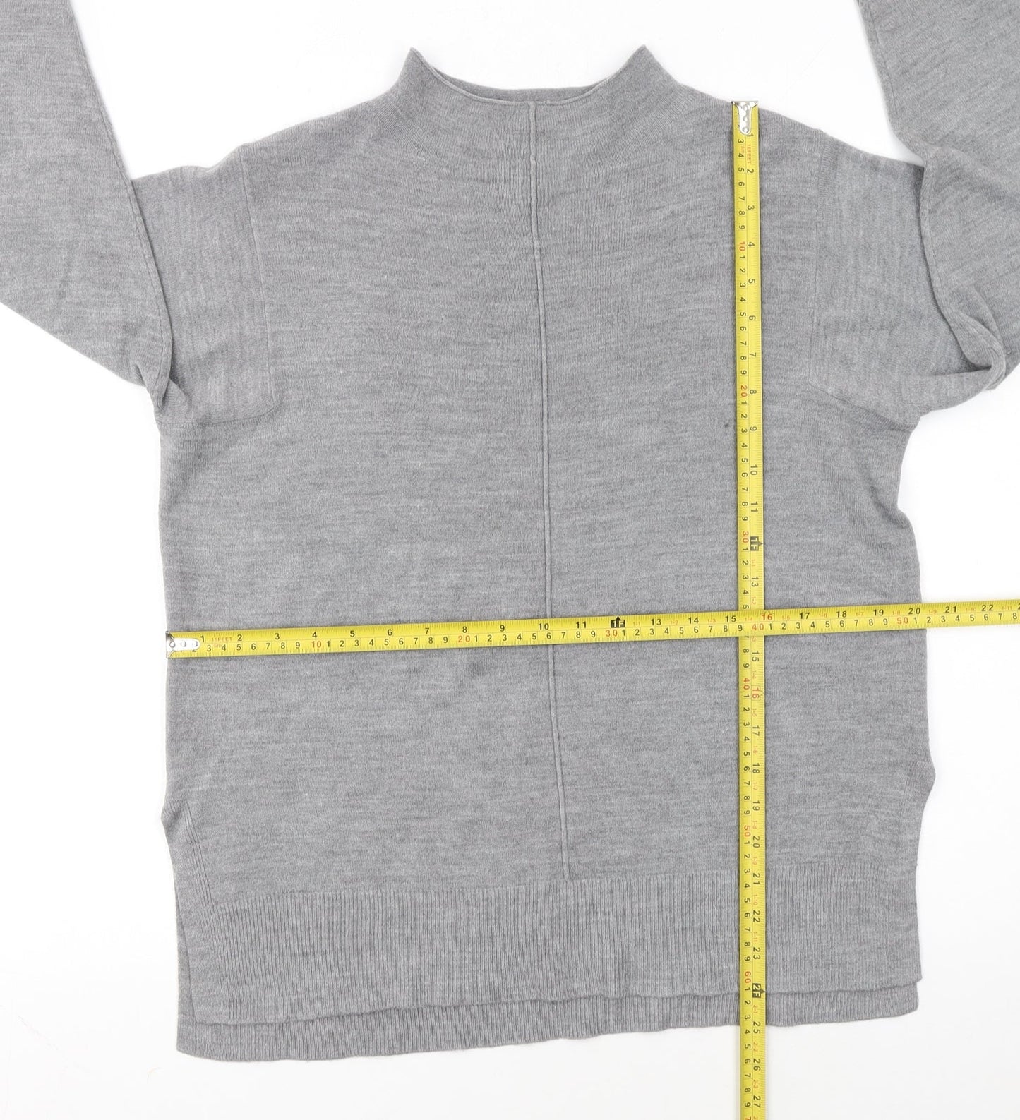 Marks and Spencer Women's Grey Mock Neck Knit Jumper Size M