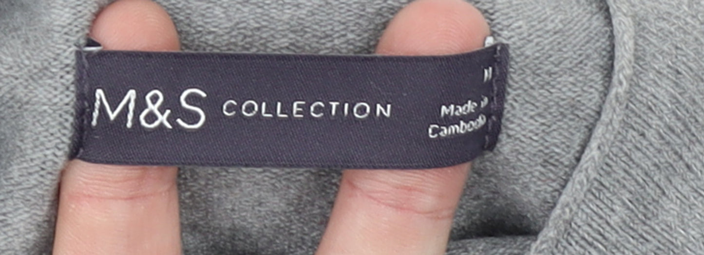 Marks and Spencer Women's Grey Mock Neck Knit Jumper Size M
