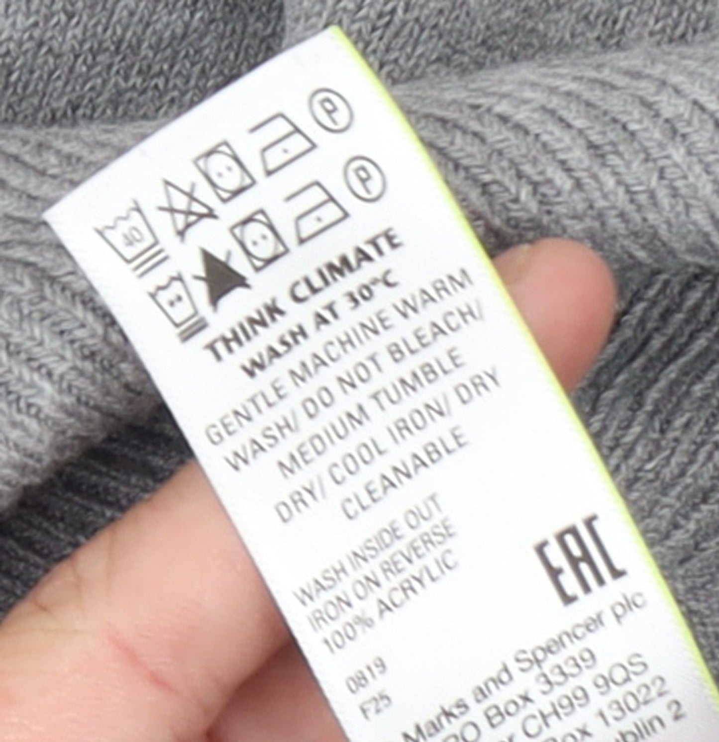 Marks and Spencer Women's Grey Mock Neck Knit Jumper Size M