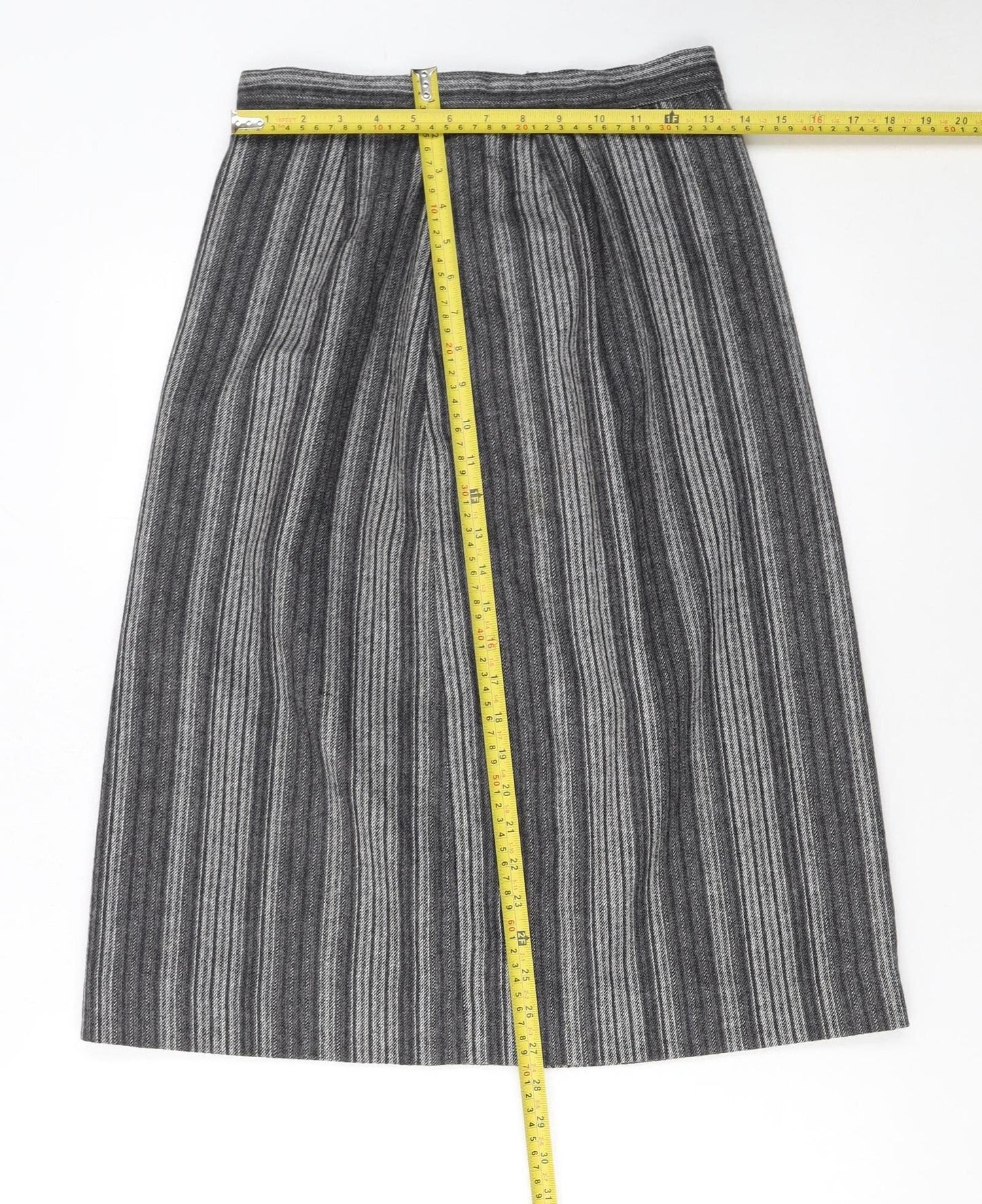 Peabody House Girls Grey Striped Wool Blend A-Line Knee Length Skirt 9-10 Years