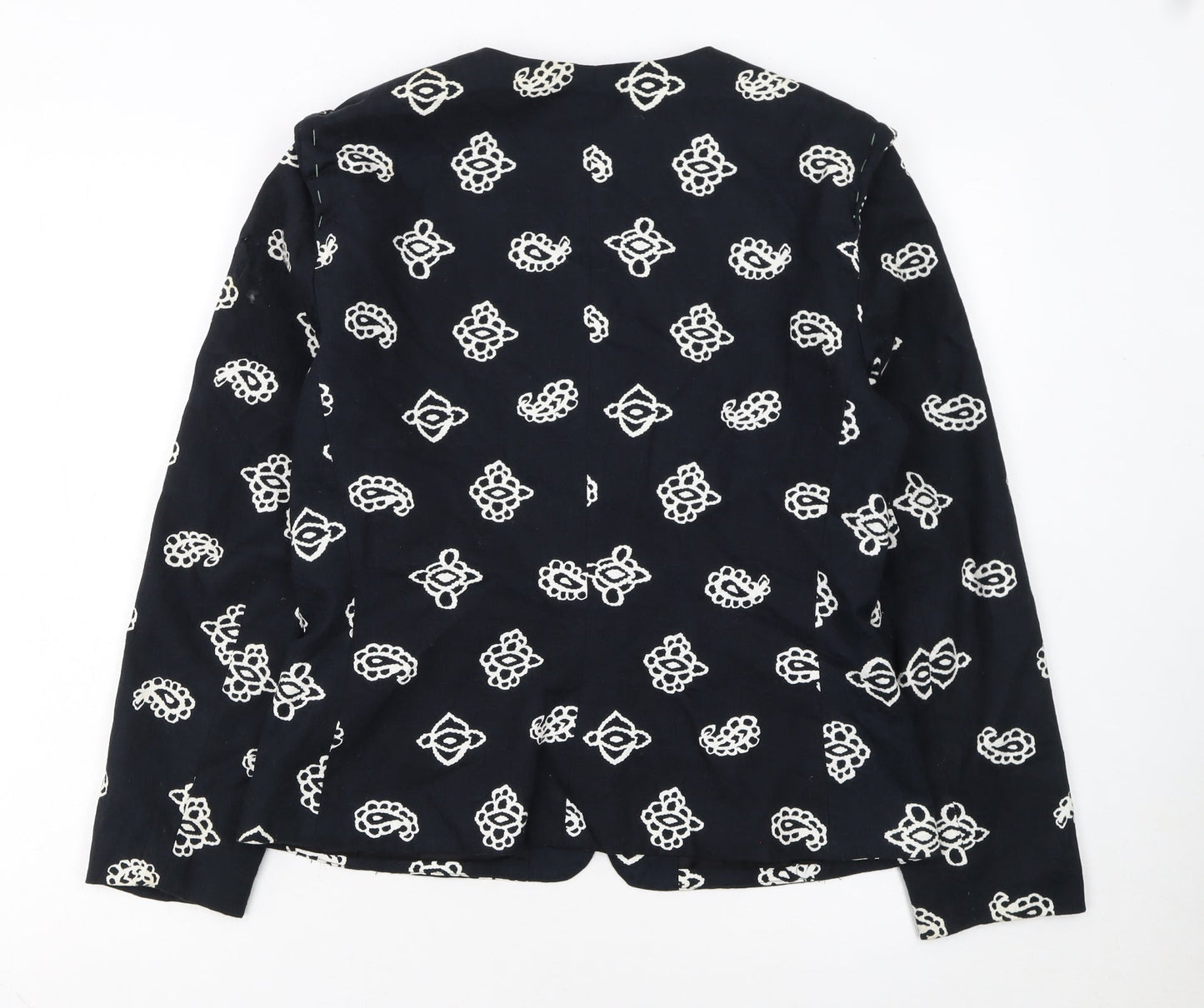 Medici by Gill Harvey Women's Black Embroidered Cotton Blazer Size 10